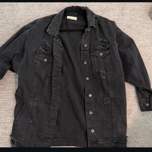 Women’s Black Distressed Denim Jacket